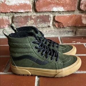 Vans Olive High-Top Sneakers with Black and Tan Accents